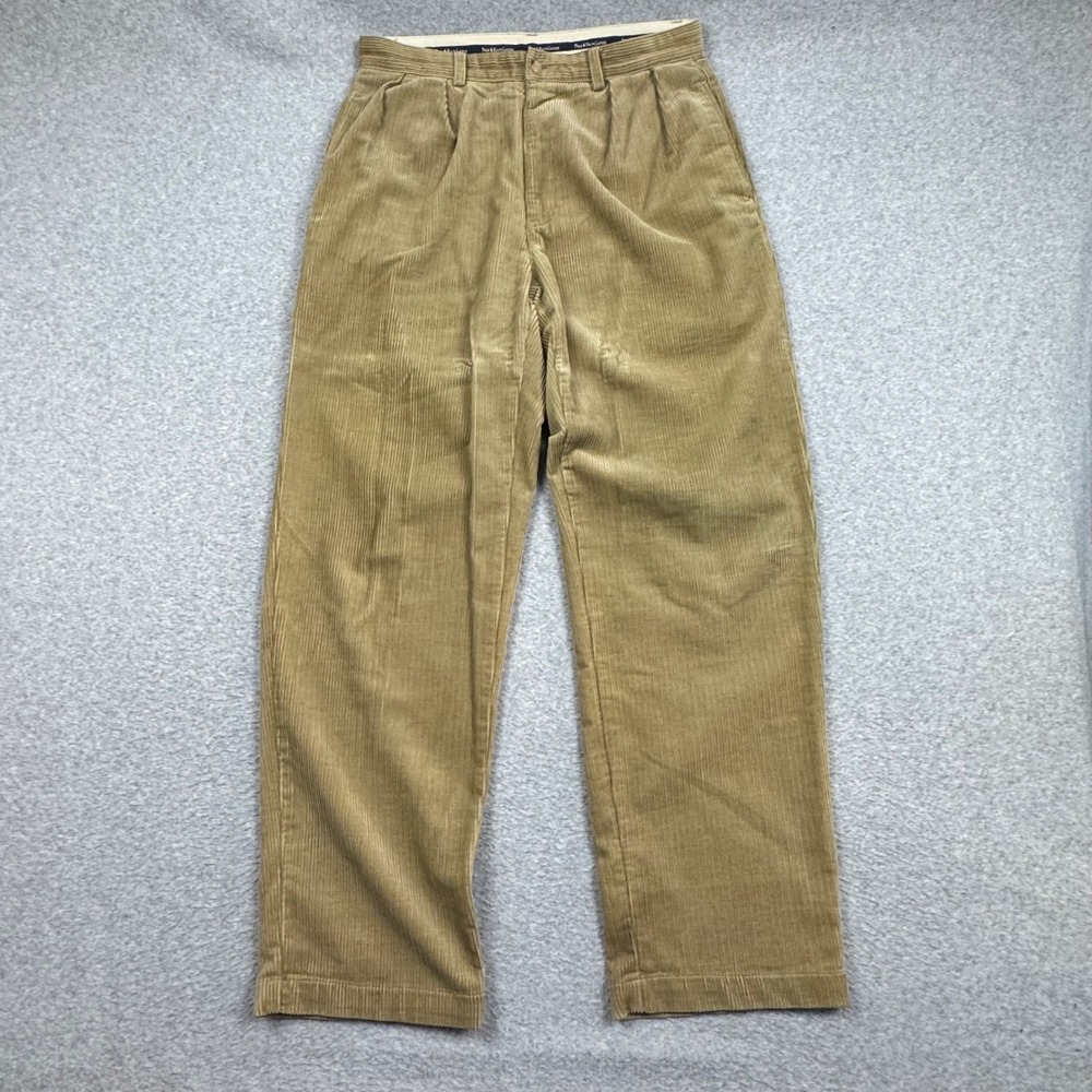 Polo Ralph Lauren Mens Tan Pleated Corduroy Pants Relaxed Fit 33x31 Cords